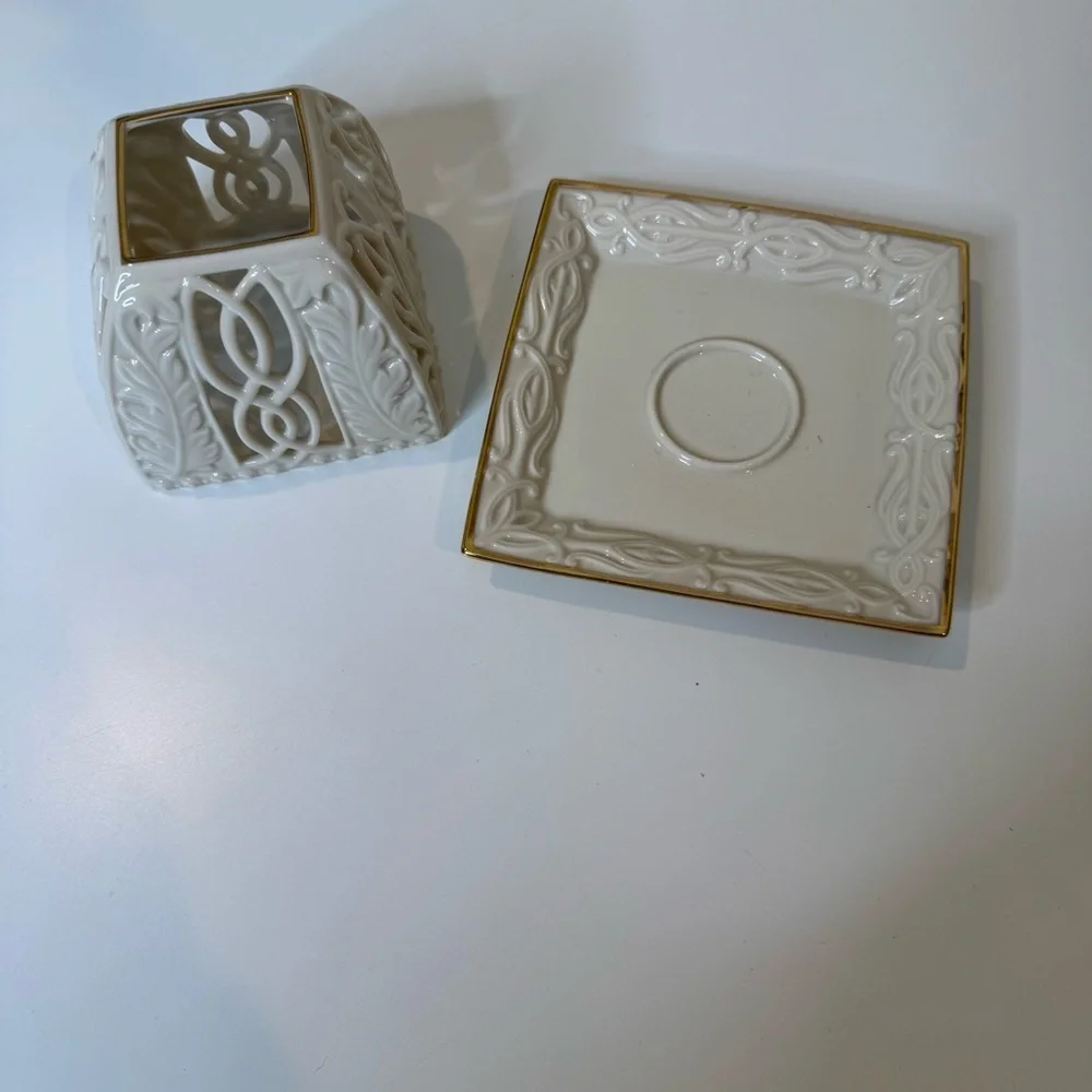 Lenox Illuminations Pierced Tealight Votive Holder with a square base
